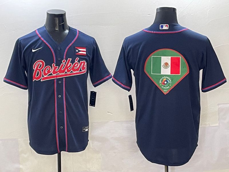 Men Puerto Rico Blank Blue Joint Name 2025 Nike MLB Jersey style 14->more jerseys->MLB Jersey
